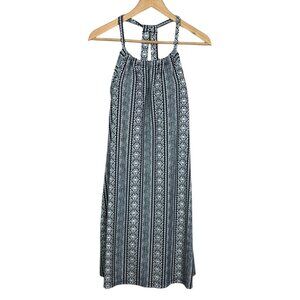 Prana Dress Medium Black White Print Quinn Sleeveless Built in Bra Active Casual